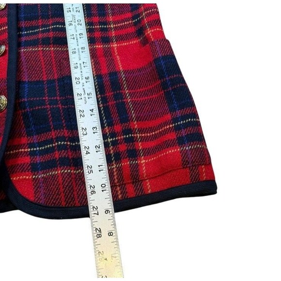 Liz Claiborne Plaid Blazer Gold Button Womens Size 6P Petite VTG Red Blue Check - Picture 8 of 8